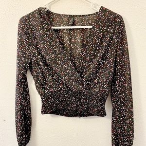 Windsor floral deep V neck blouse